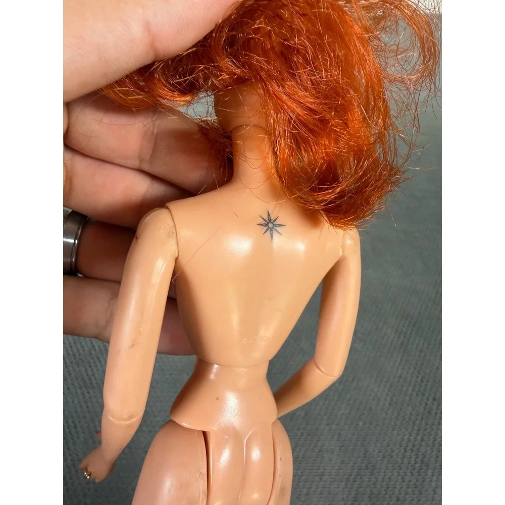 Vintage 1997 GTI Red Hair Fashion Doll Star Back Tattoo Blue Eyes Articulated